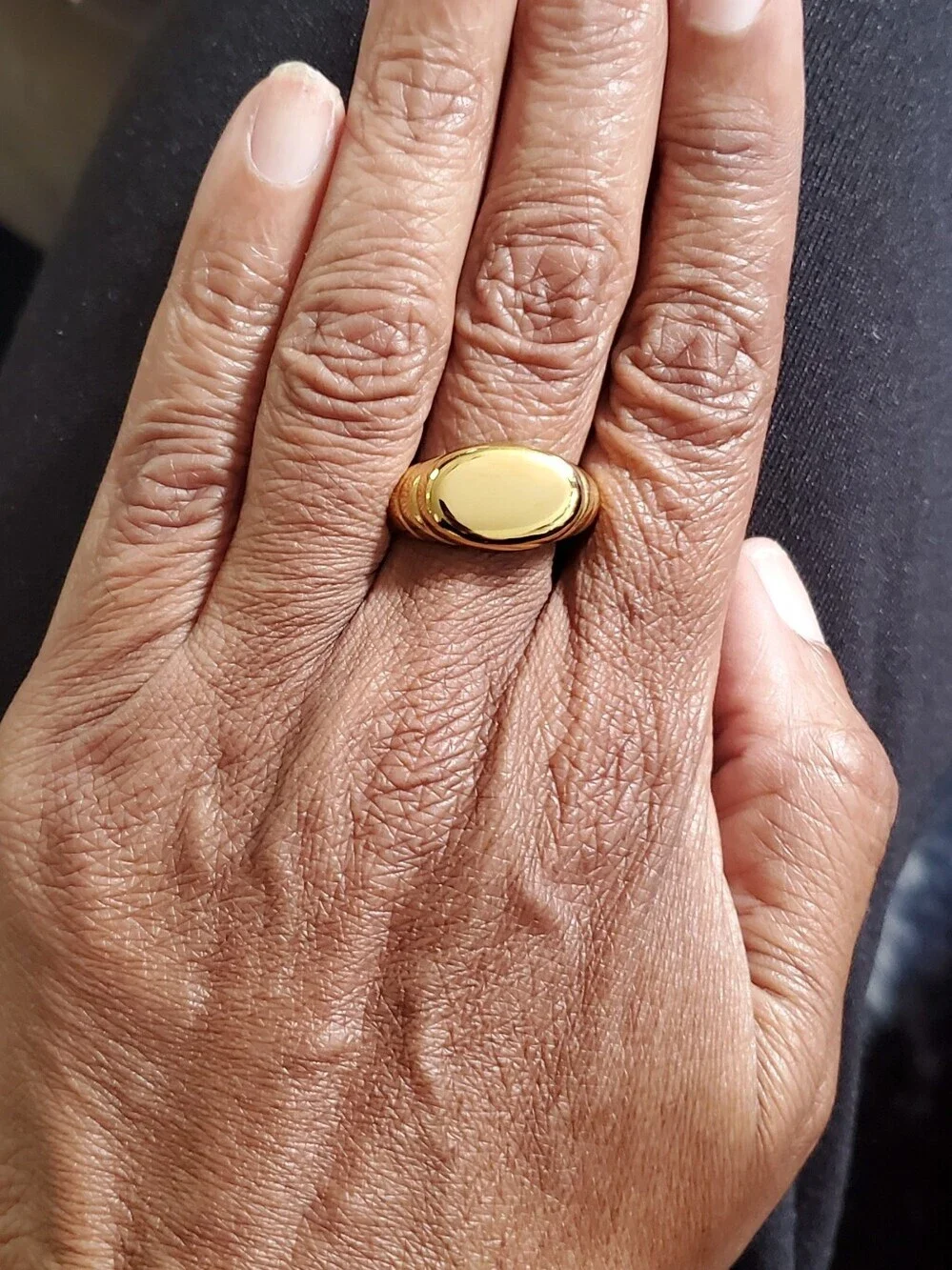 Men's Ever True Vermeil Ion Plated Minimalist Signet Oval Ring Sz 14